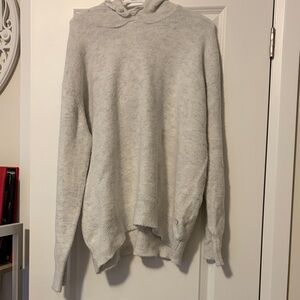 SHEIN Cream Hooded Knit Sweater